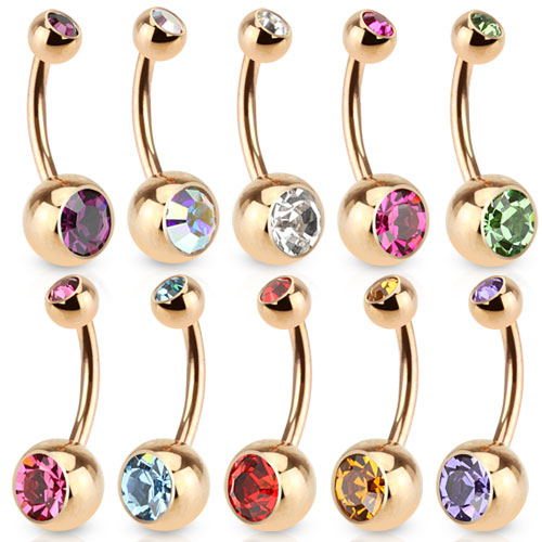 thumbnail image 2 of Florideco 7-Piece Belly Button Ring Set - 14g 316L Surgical Steel Dangle Navel Bars With CZ Stones In Silver/Gold/Rose Gold 2 of 12