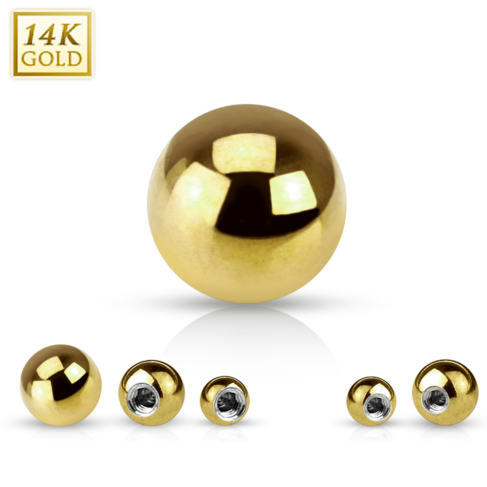 Yellow 14K Solid Gold 14ga Replacement Ball  3mm - Sold Each