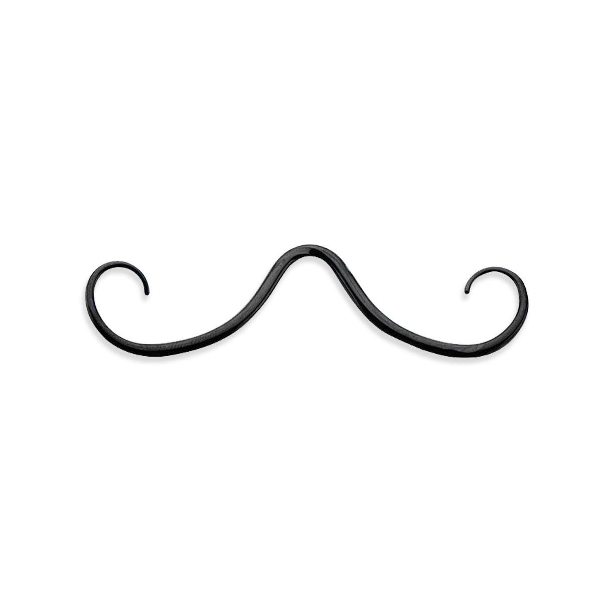 Black Septum Moustache Nose Ring [Curly Design], 16G-1.2mm Size, 316L Surgical Steel, 2¾” Length, Hy