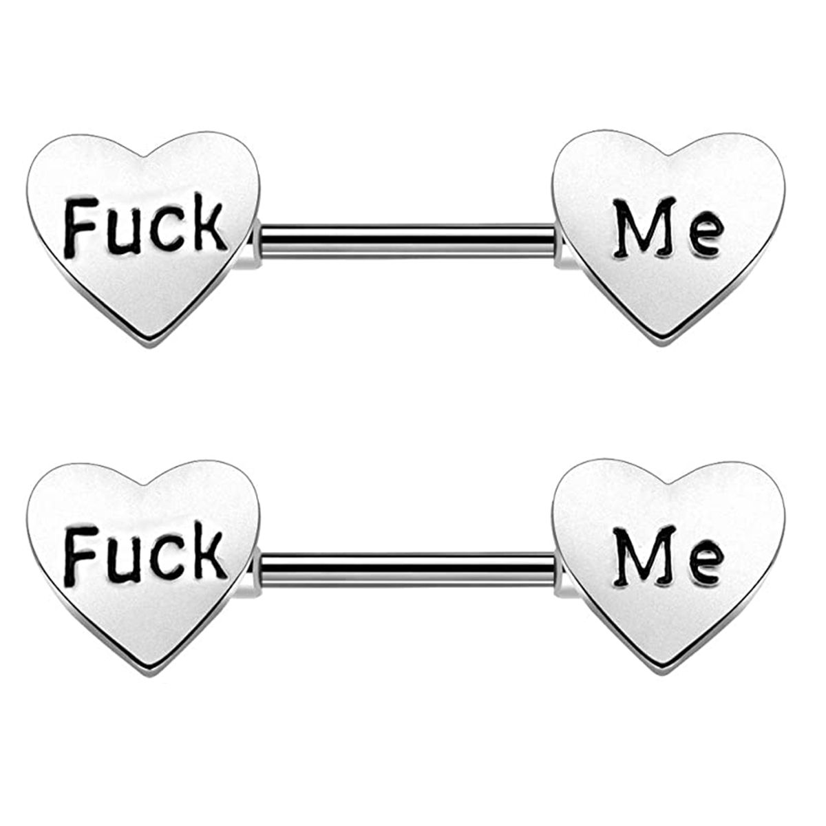 Nipple Rings Piercing for Women Men in Body Piercing Jewelry 14 Gauge  Surgical steel Heart with engraving Sold as a pair