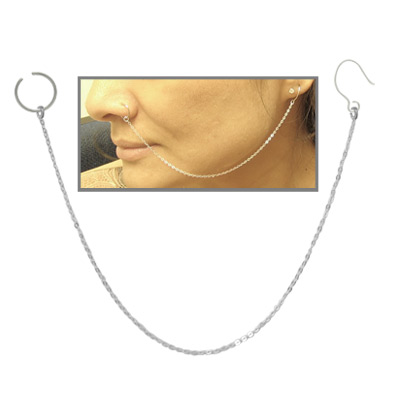 ノーリーズ　ピアスMERAKI Hoop with Chain Pierce Nose Hoop Chain with Silver Chain